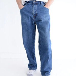 VTG 90S Guide Gear Blue Midwash Plaid Lined Straight Leg 100% Cotton Denim Jeans